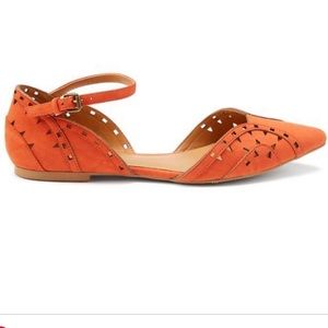 Like new, Worn once. MIA Nona Laser Cut d’Orsay Orange Ankle Strap Sandal